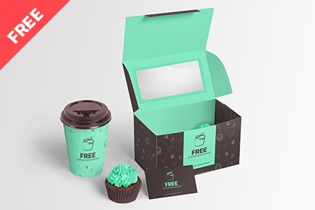 free cupcake box mockup