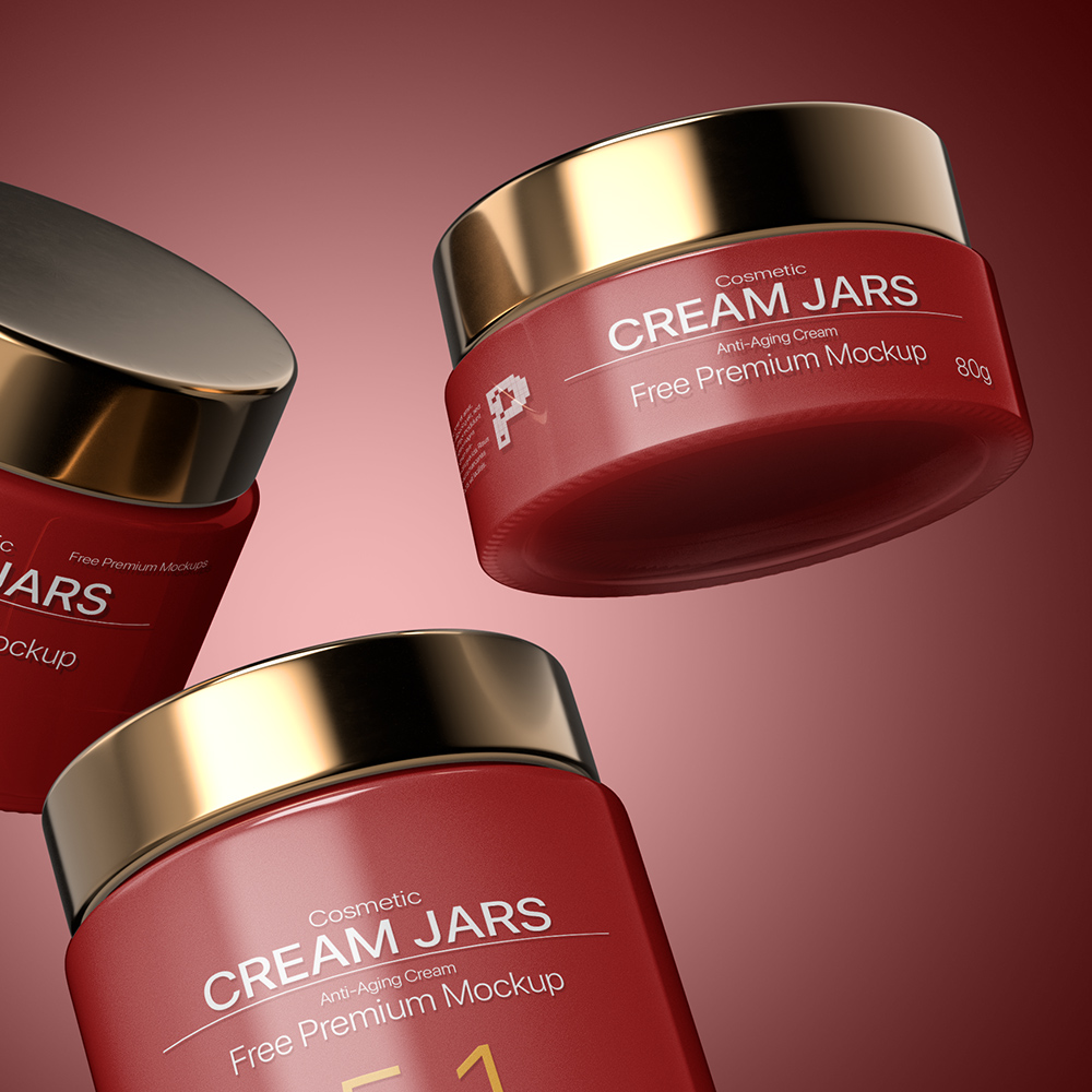 Free Cosmetic Cream Jars Mockup