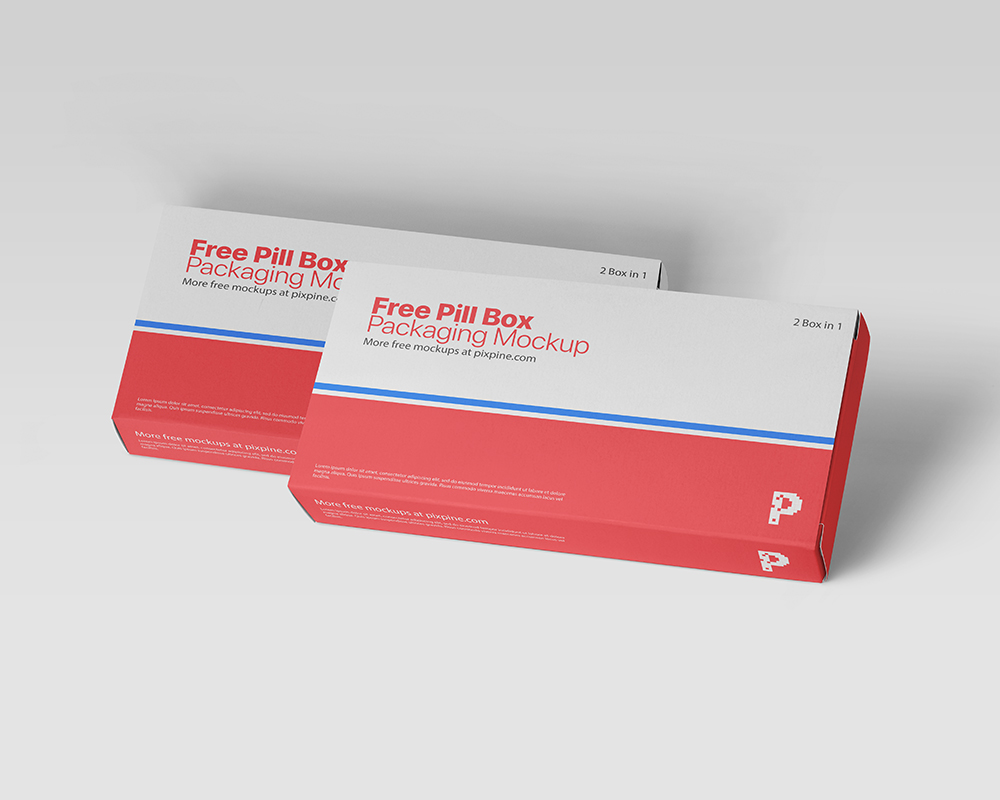 Free Pill Box Packaging Mockup