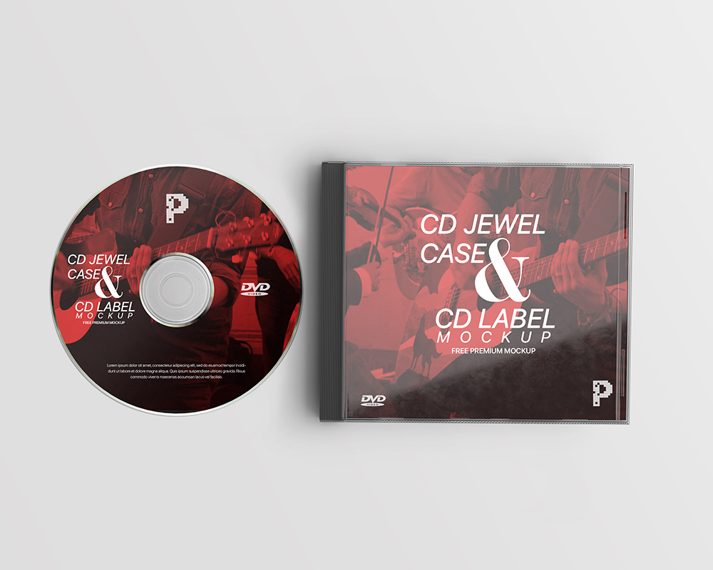Free CD Jewel Case & CD Label Mockup