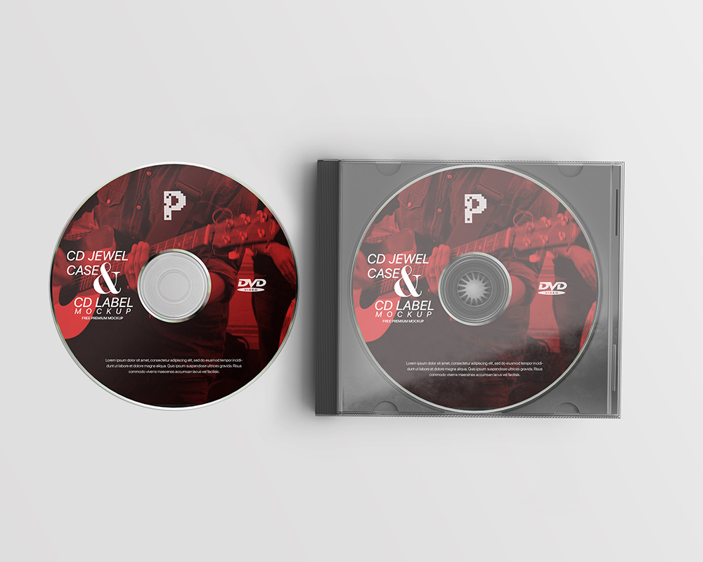 Download Free CD Jewel Case & CD Label Mockup