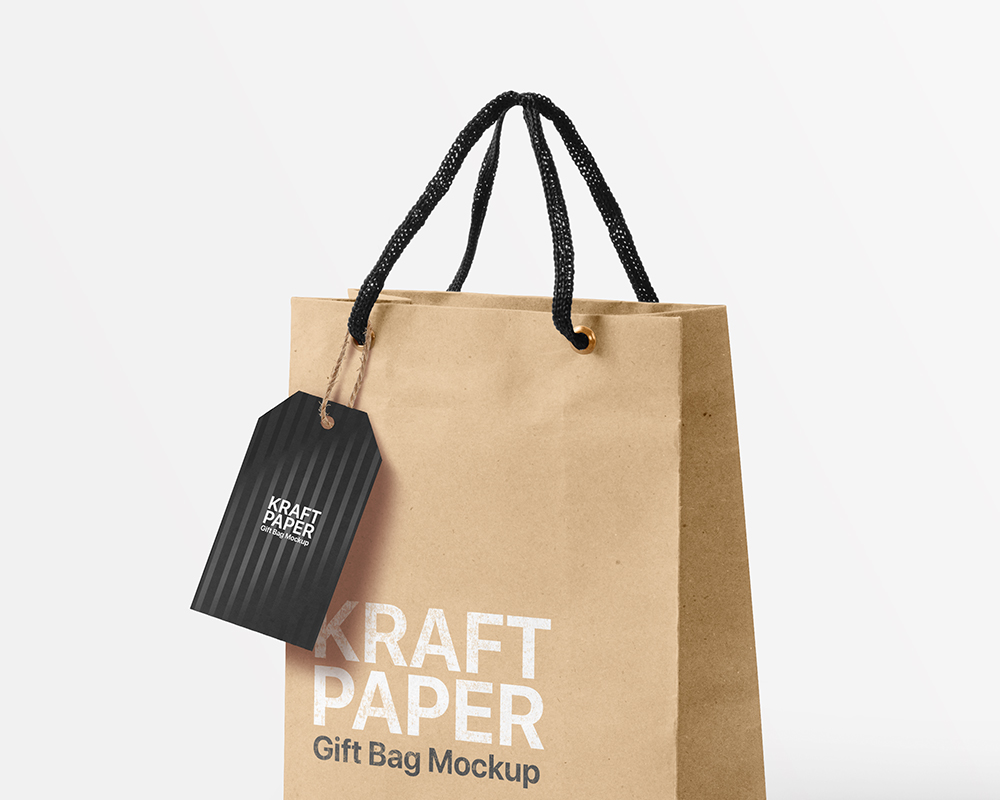 Download Free Kraft Paper Gift Bag Mockup