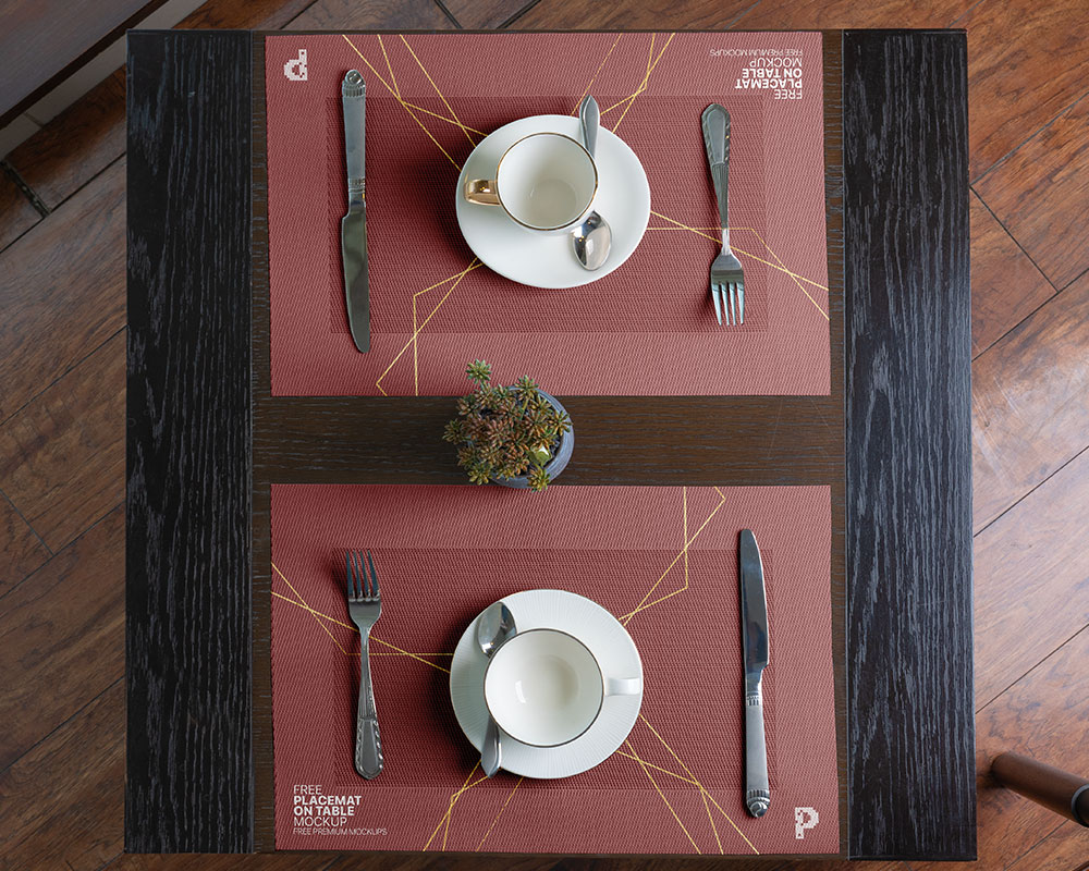 Free Placemat on Table Mockup