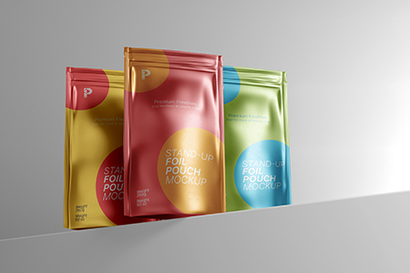 Free Stand-up Foil Pouch Mockup