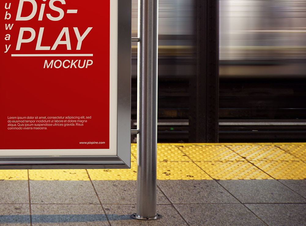 Free Subway Advertising Display Mockup