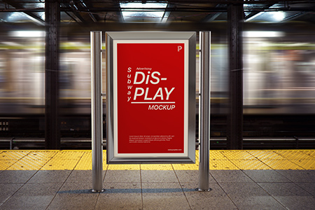 Free Subway Advertising Display Mockup