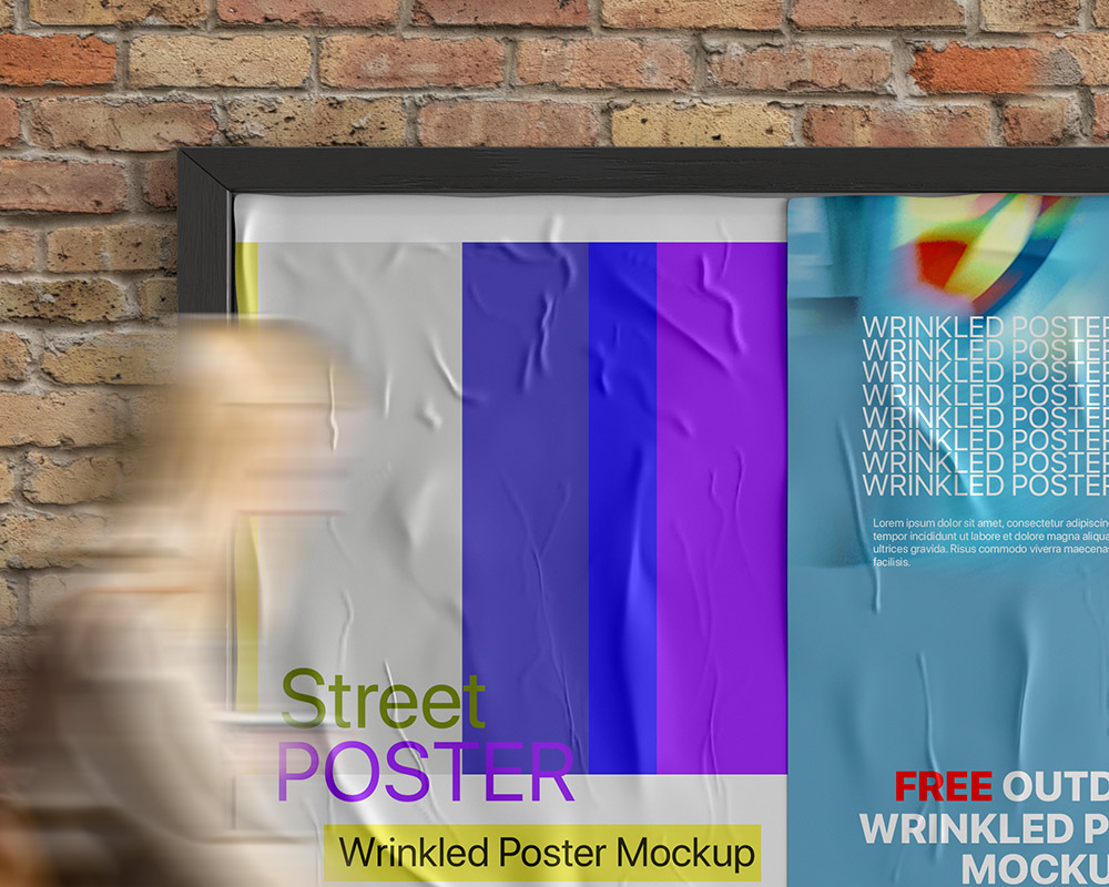 Free Outdoor Wrinkled Poster Mockup
