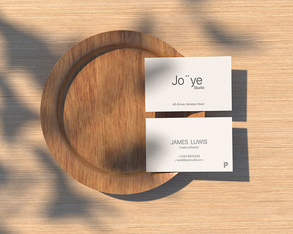 Free Business Card on Plate Mockup