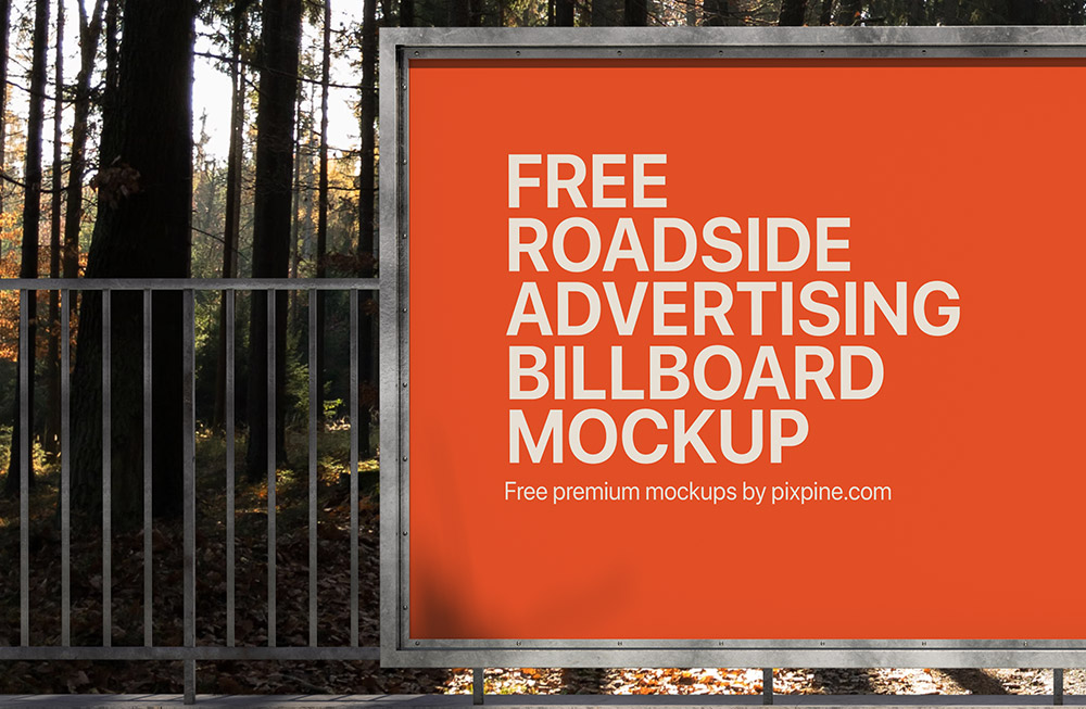 Free Roadside Advertising Billboard Mockup