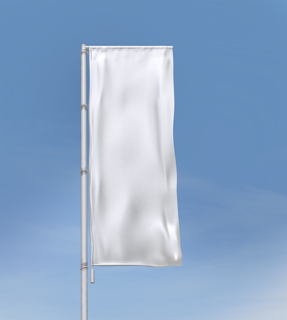 Free Outdoor Advertising Flag Pole Mockup