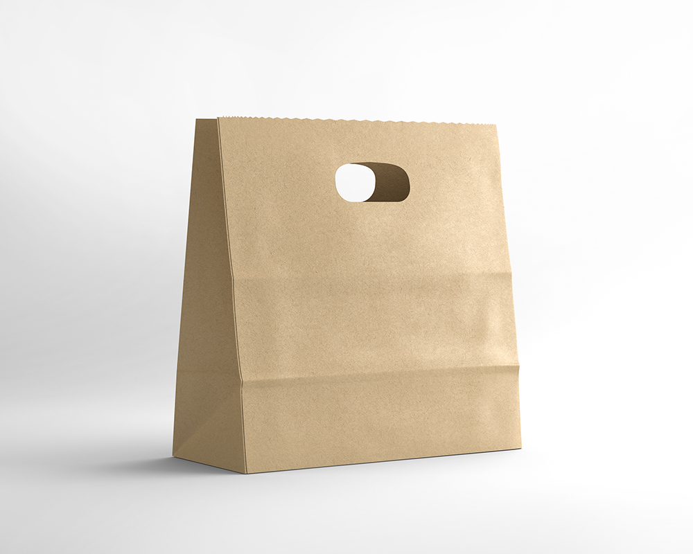 Free Die Cut Kraft Paper Bag Mockup