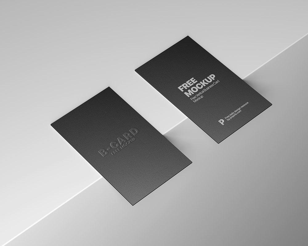 Free Two Vertical Business Card Mockup