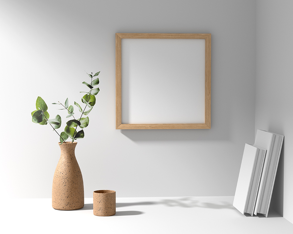 Free Wooden Square Picture Frame Mockup