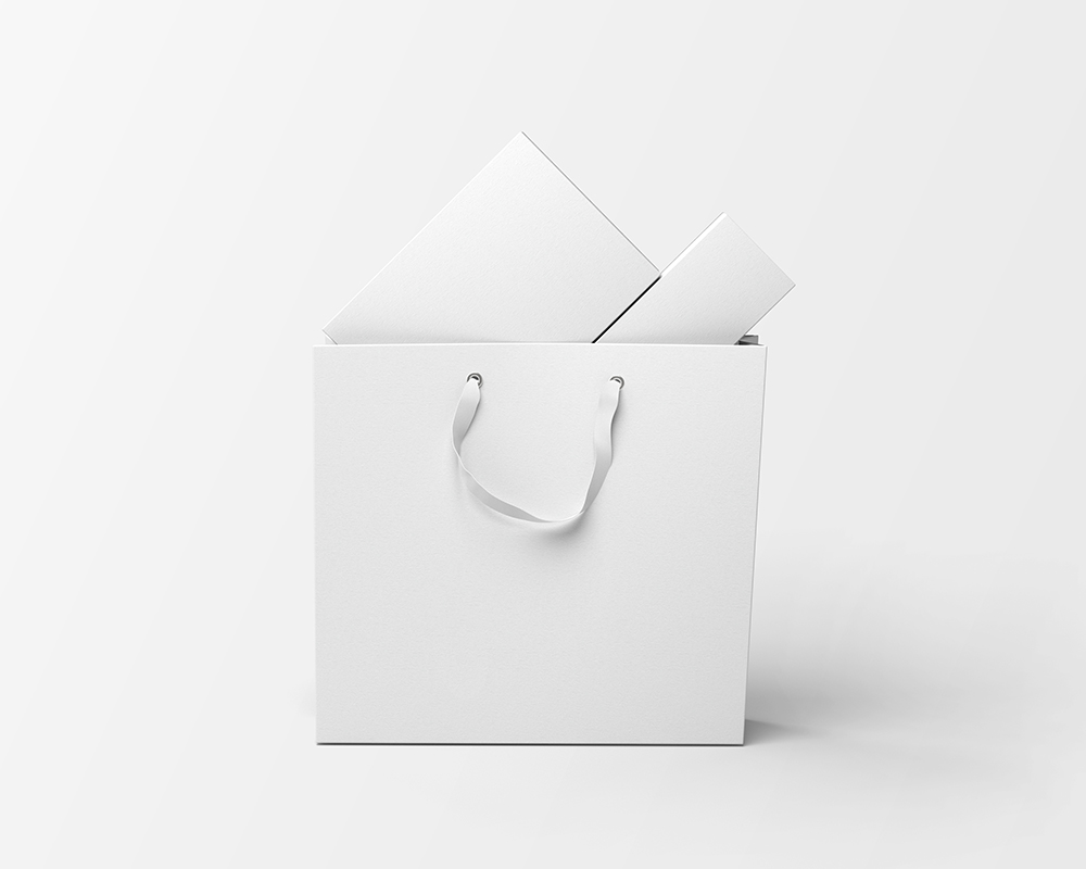Free Shopping Bag with Boxes Mockup
