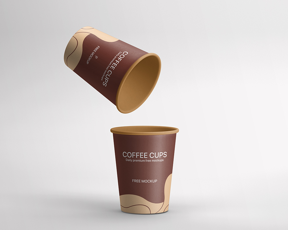 Free Two Coffee Cups Mockup