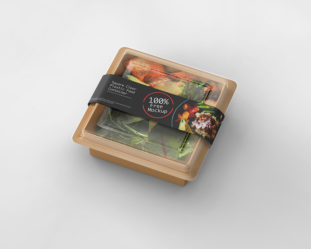 Free Square Food Container Mockup