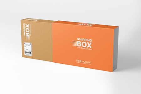 Free Shipping Box with Sleeve Mockup