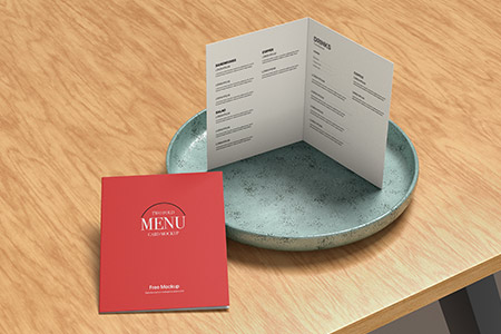 Free Two Fold Restaurant Menu Card Mockup