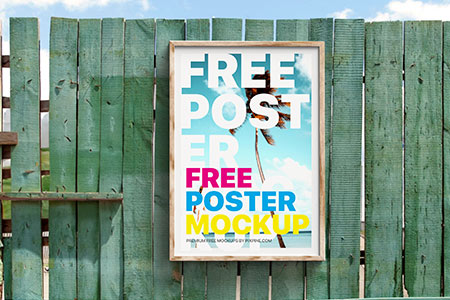 Free Wooden Wall Vertical Poster Mockup